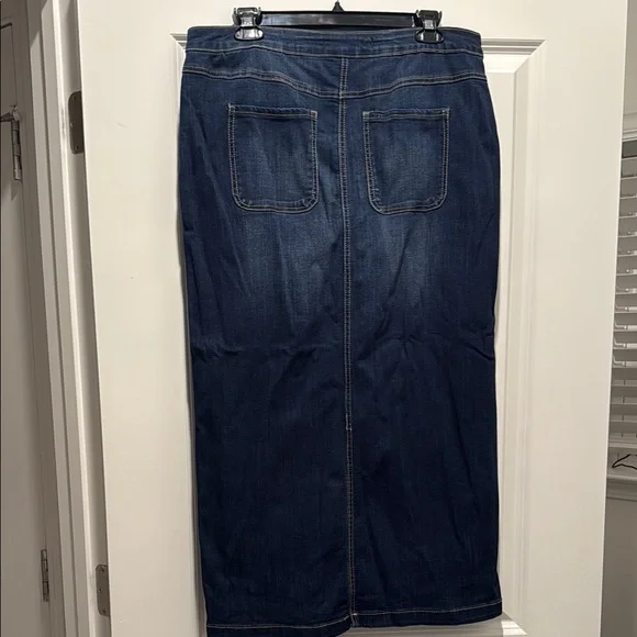 Dark Blue Denim Maxi Skirt - Picture 3 of 5